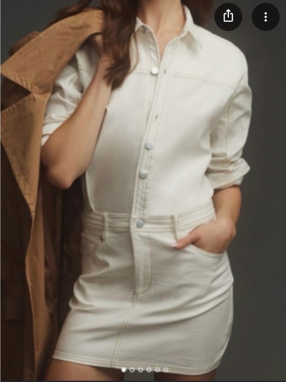 Pilcro Cream Button-Front Shirt Dress